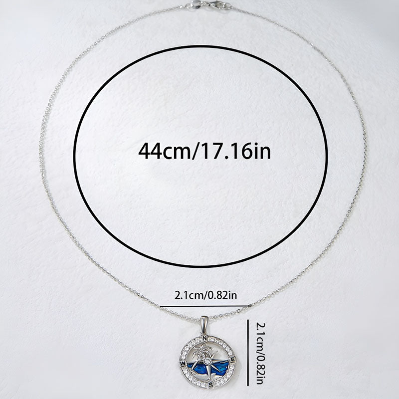 Origsoul sterling silver ocean compass necklace with blue accents and adjustable chain length