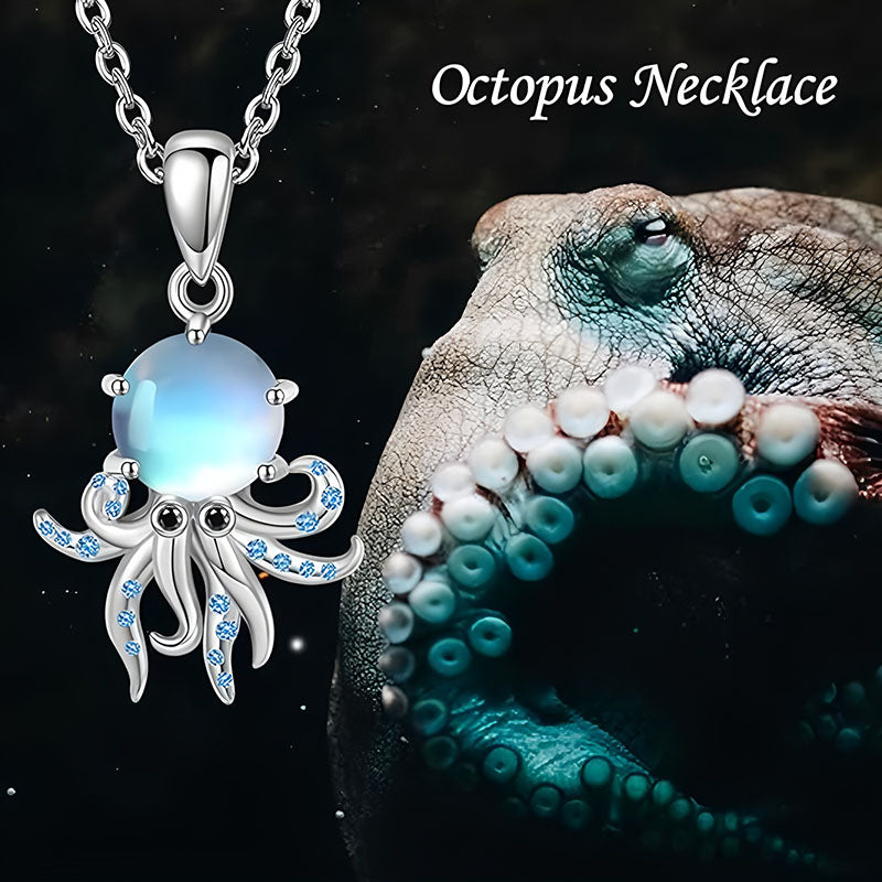 Origsoul sterling silver octopus pendant with an iridescent bead and detailed tentacle design