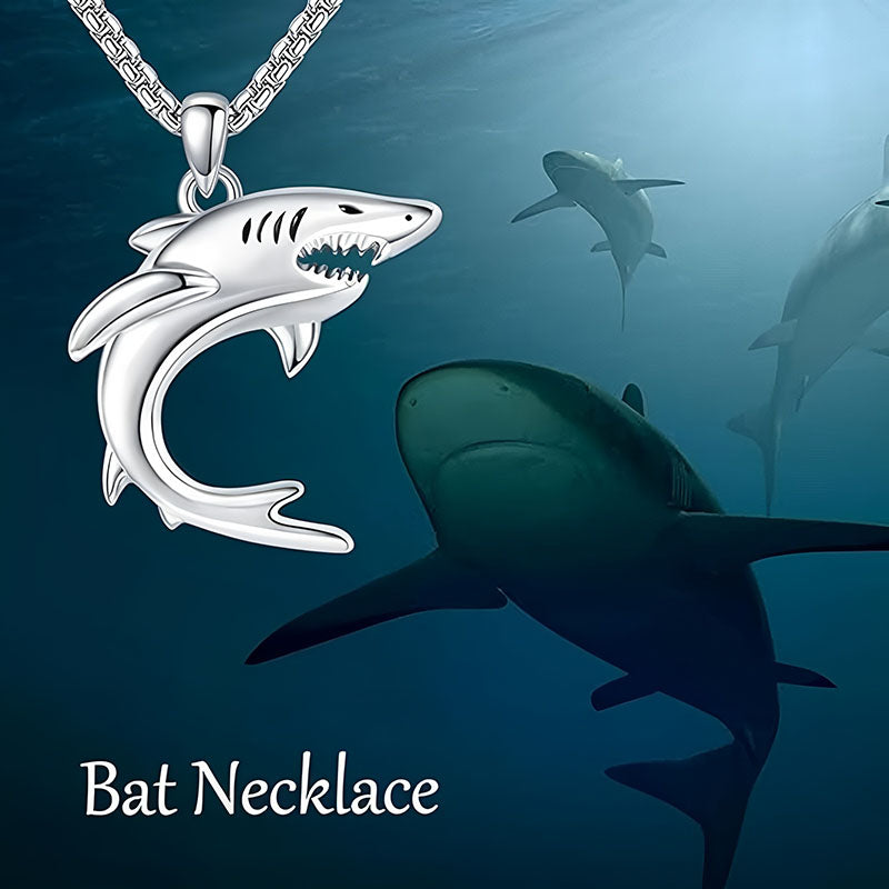 Origsoul sterling silver shark pendant necklace featuring a detailed shark design