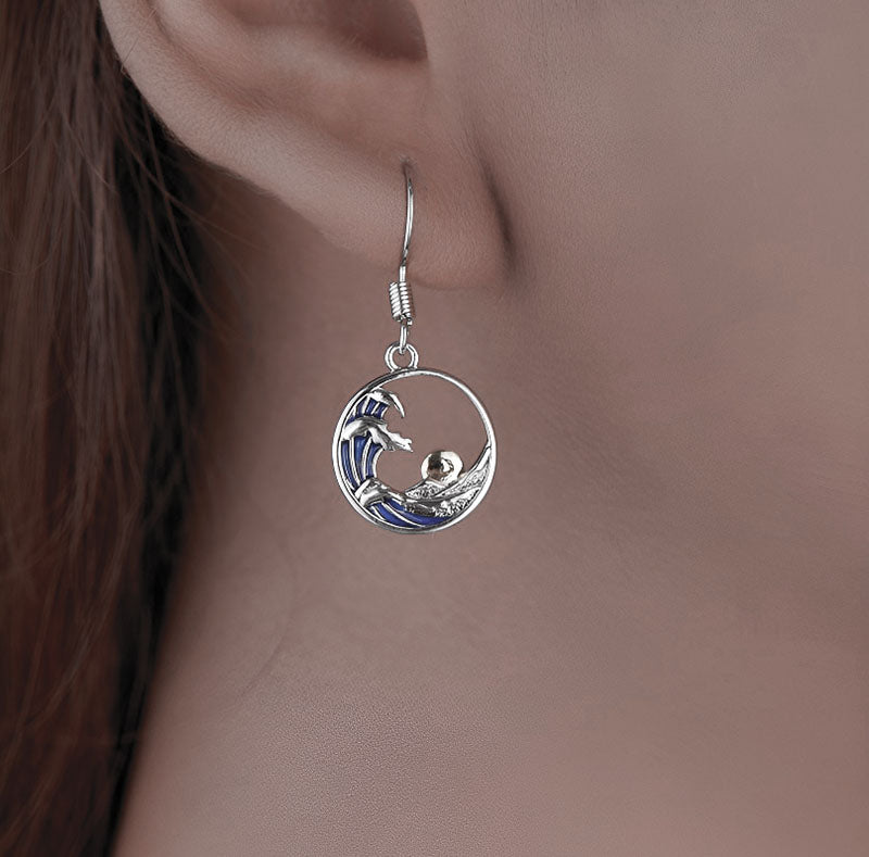 Origsoul sterling silver sunset wave earrings featuring a unique ocean design for a stylish look
