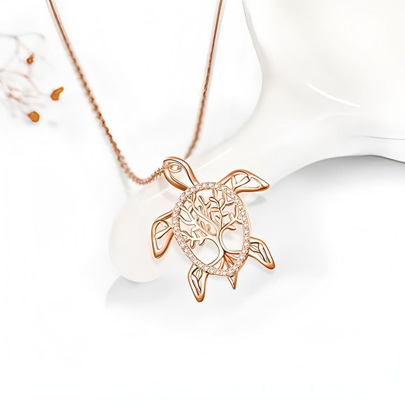 Origsoul sterling silver tree of life necklace featuring a turtle design for nature lovers