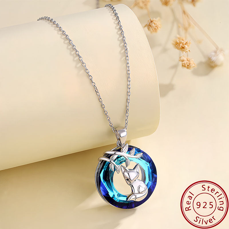 Origsoul stylish gemstone jewelry for women featuring a silver deer pendant with blue gemstone circle