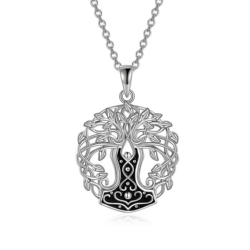 Origsoul silver tree of life necklace with intricate detailed pendant and delicate chain