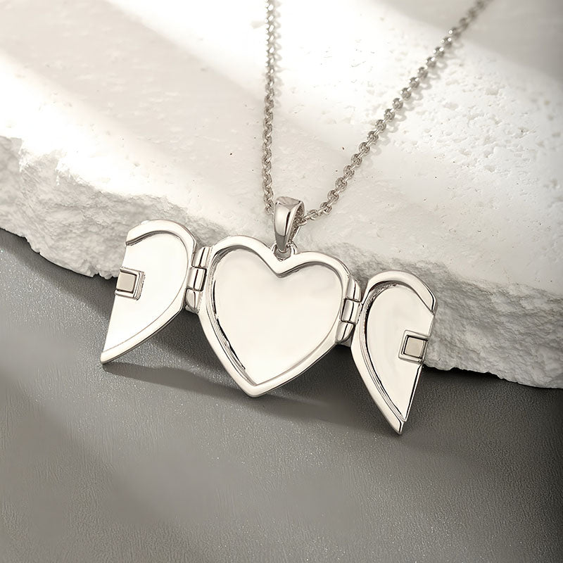 Origsoul heart locket necklace bunny in silver with a triple heart design and delicate chain