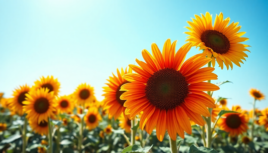 A vibrant sunflower field under a bright blue sky
