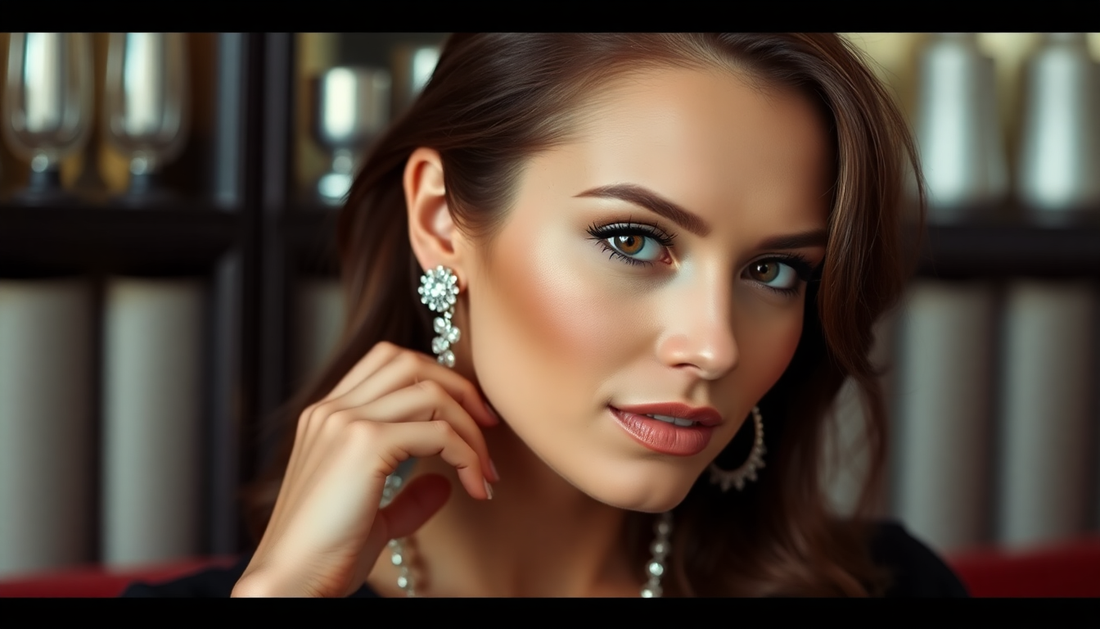 Elegant woman wearing silver jewelry in a stylish setting