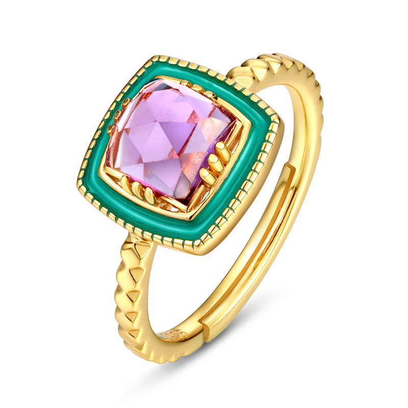 Amethyst Ring in 925 sterling silver, on a hand — Origsoul