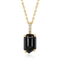 Black Onyx Geometric Pendant Necklace in 925 sterling silver, worn on the collarbone — Origsoul