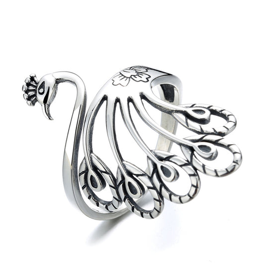 Simple Design Peacock Women Adjustable Ring