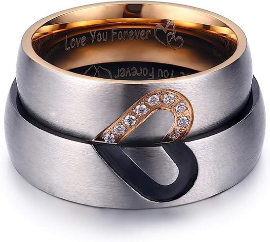 Stainless steel heart-shaped couple ring