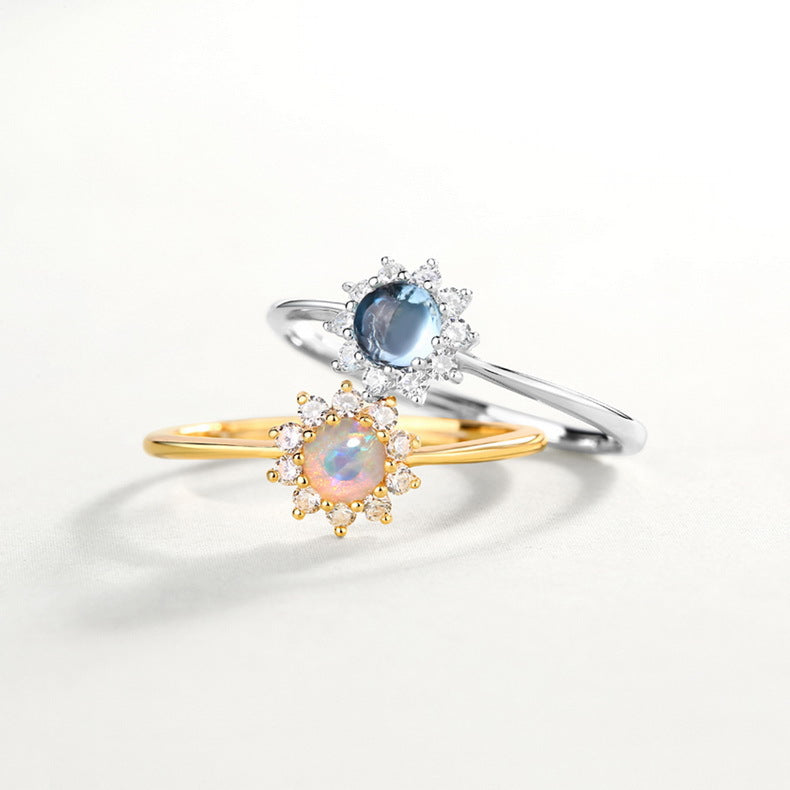 Opal Sun Ring in Gold-Plated 925 Silver