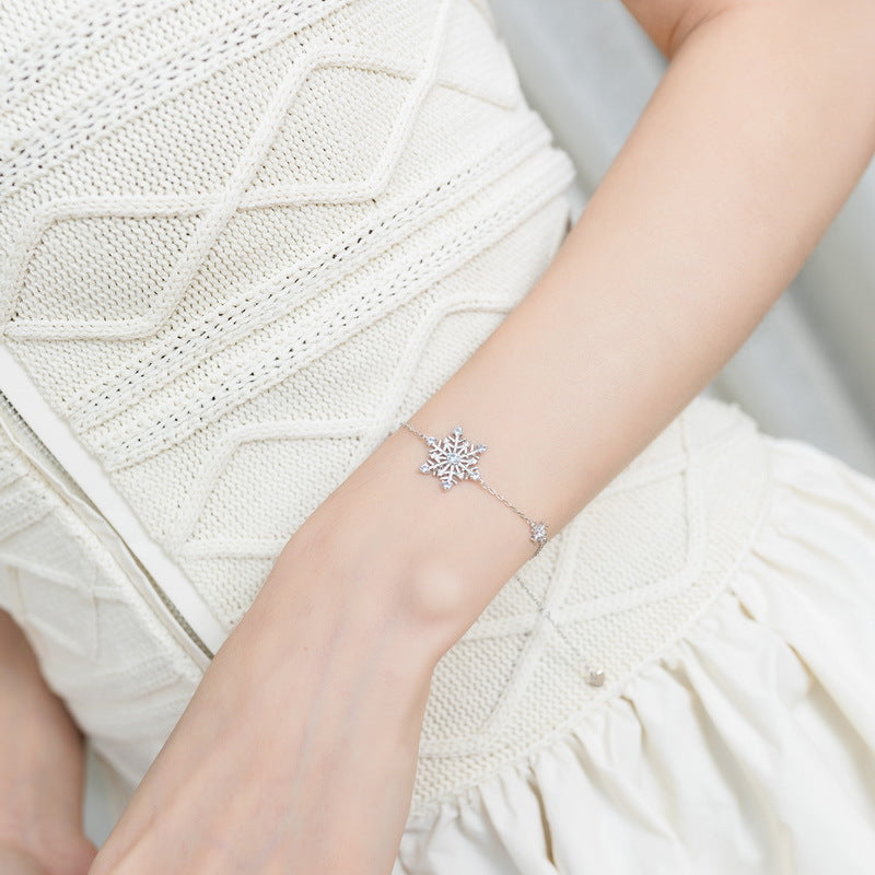 Blue Spinel Snowflake Bracelet in 925 Sterling Silver