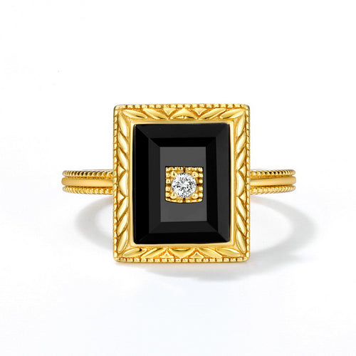 Agate Ring in Gold-Plated 925 Silver