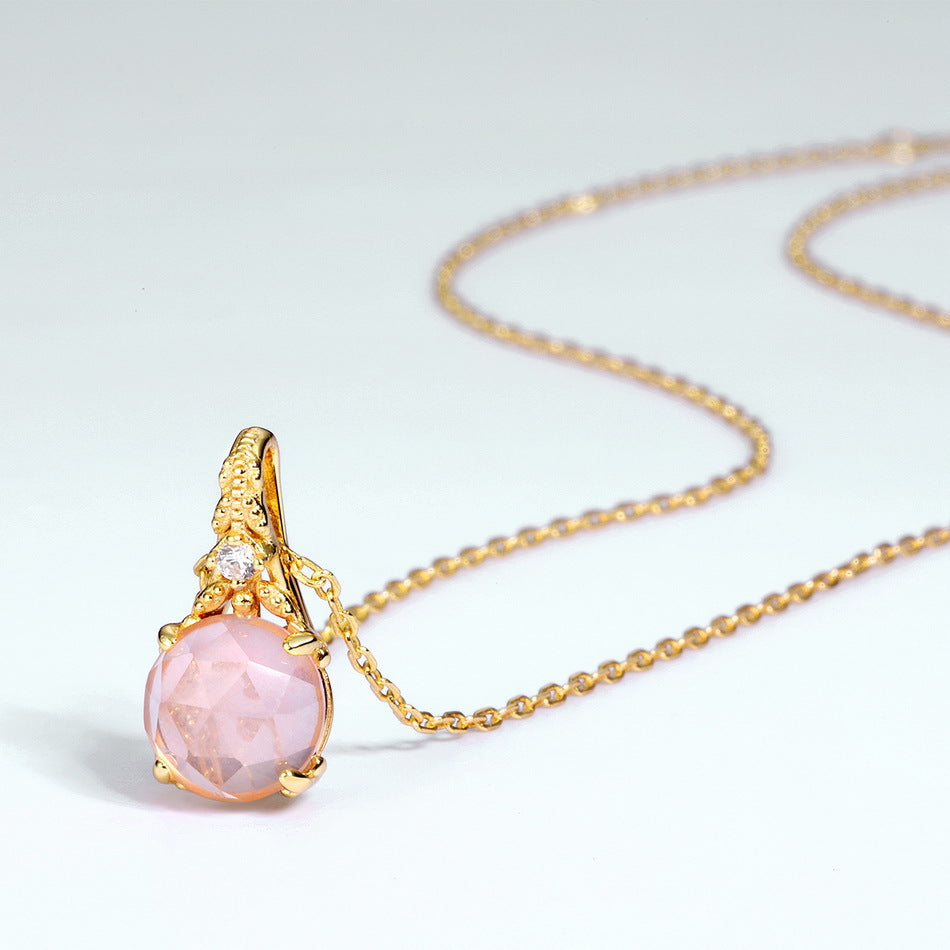 Crystal Flower Pendant Necklace, Handmade in 925 Sterling Silver
