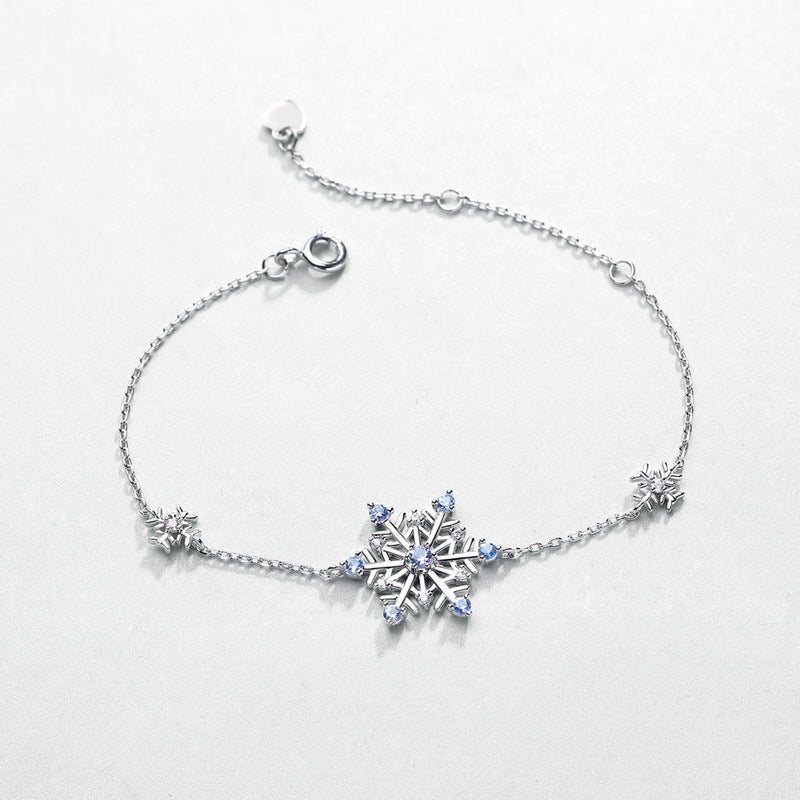 Blue Spinel Snowflake Bracelet in 925 Sterling Silver
