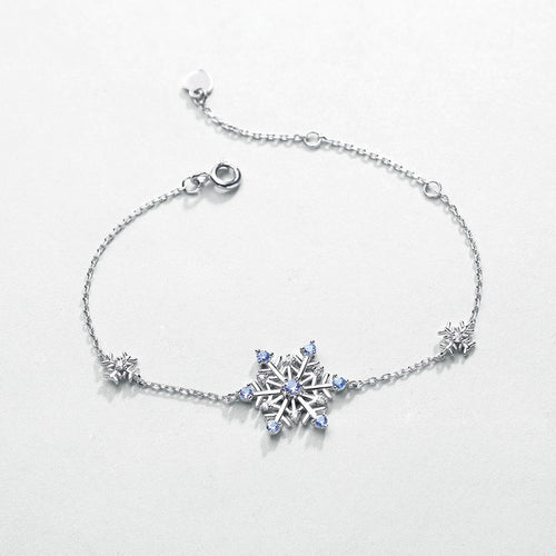 Blue Spinel Snowflake Bracelet in 925 Sterling Silver