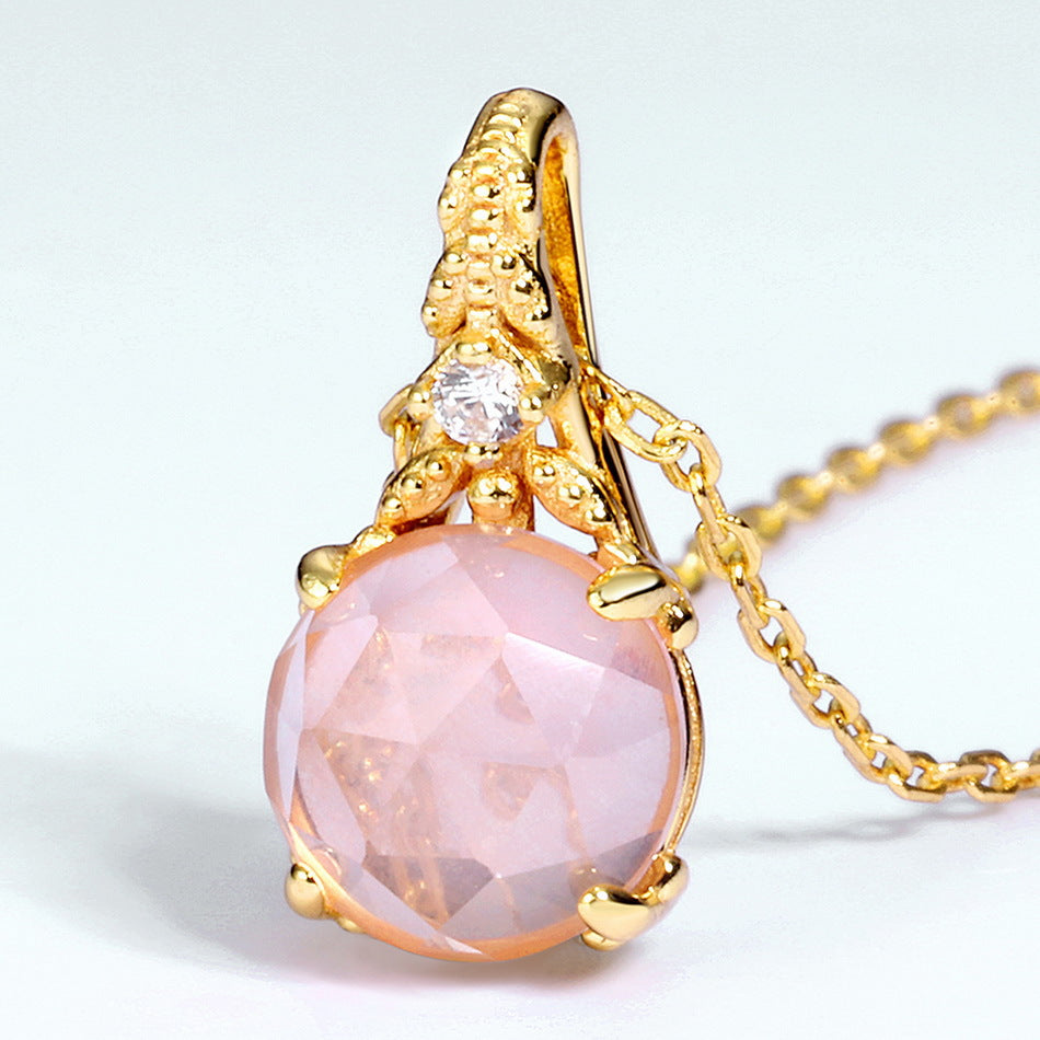 Crystal Flower Pendant Necklace, Handmade in 925 Sterling Silver