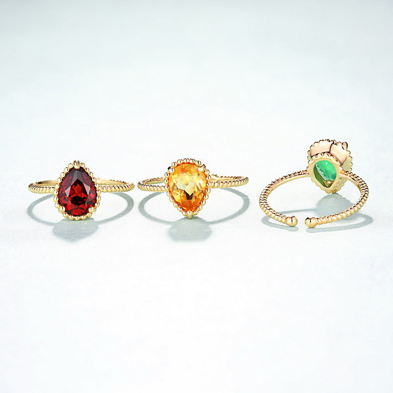 Handmade Garnet Ring – 925 Sterling Silver – Open Band