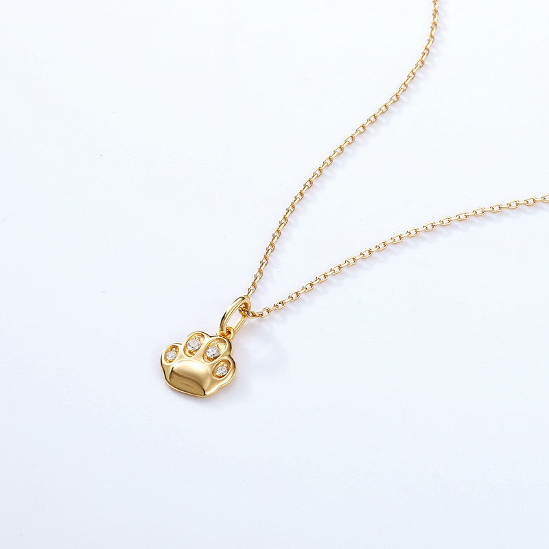 Gold-Plated 925 Sterling Silver Cat Pendant Necklace