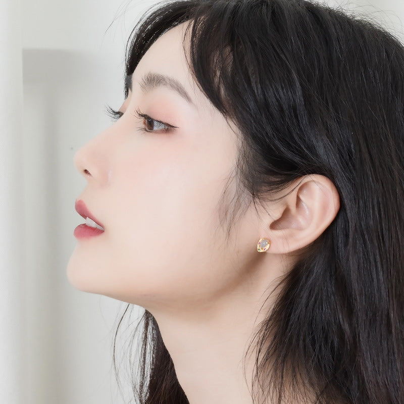 Handmade Labradorite Leaf Earrings – 925 Sterling Silver