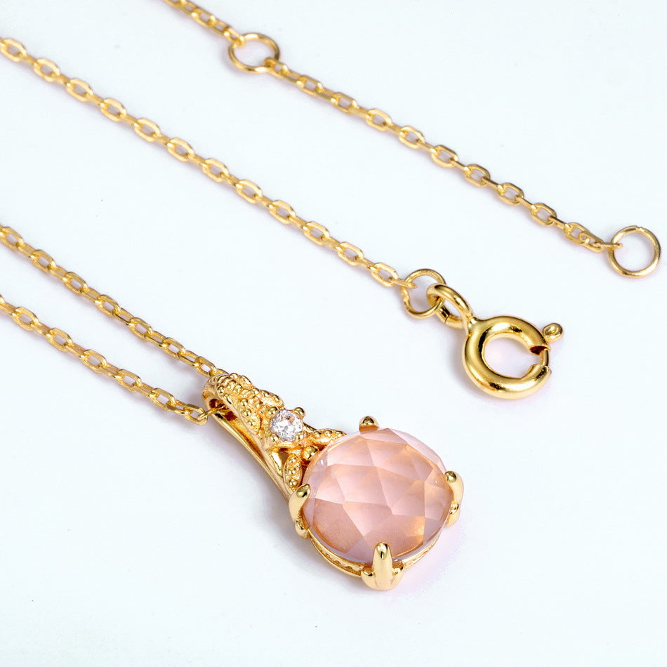 Crystal Flower Pendant Necklace, Handmade in 925 Sterling Silver