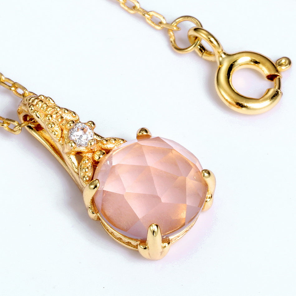 Crystal Flower Pendant Necklace, Handmade in 925 Sterling Silver