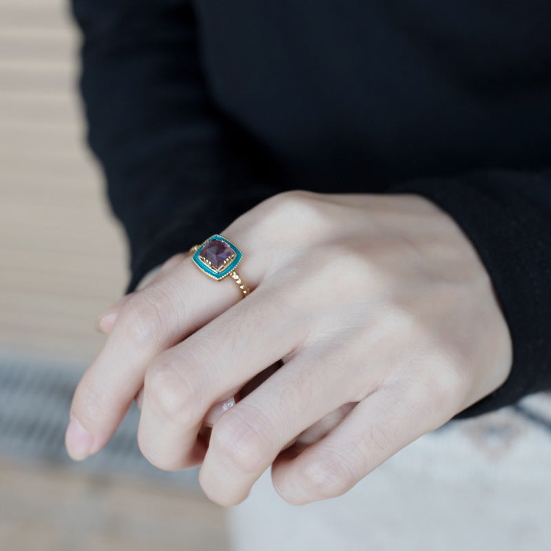 Amethyst Ring in Gold-Plated 925 Silver
