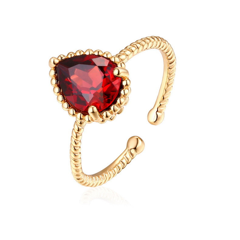 Handmade Garnet Ring – 925 Sterling Silver – Open Band