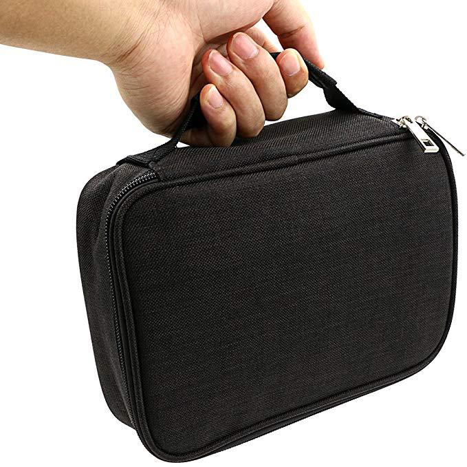 Origsoul black 72 slot pencil case organizer held by hand with zipper closure for school supplies