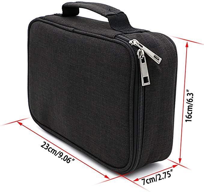 Origsoul 72 slot pencil case organizer in black with double zipper and carrying handle