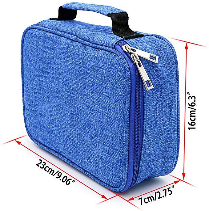 Origsoul 72 slot pencil case organizer in blue fabric with double zipper and handle