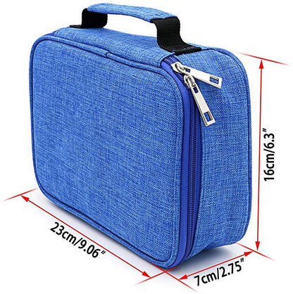 Origsoul 72 slot pencil case organizer in blue fabric with double zipper and handle