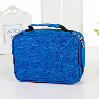 Origsoul 72 slot pencil case organizer in blue with handle and zipper closure for school supplies