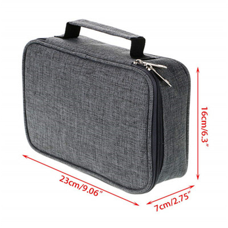 Origsoul 72 slot pencil case organizer in gray fabric with zipper and handle for school supplies