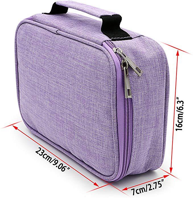 Origsoul 72 slot pencil case organizer in purple with handle and double zipper closure
