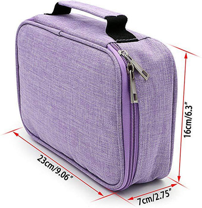 Origsoul 72 slot pencil case organizer in purple with handle and double zipper closure