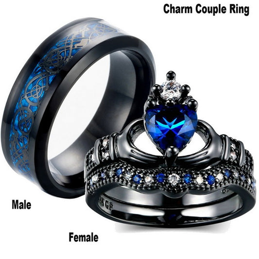 Ladies holding sapphire heart-shaped crown ring