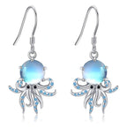 Origsoul 925 silver octopus earrings featuring a blue gemstone and intricate tentacle design