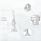 Origsoul 925 silver trumpet earrings with detailed trumpet design and size measurements