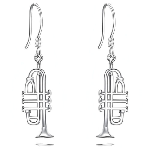Origsoul 925 silver trumpet earrings with detailed trumpet design and hook fastening