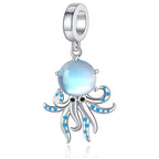 925 sterling silver moonstone octopus pendant with blue gemstone accents for a unique jewelry piece