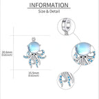 Origsoul 925 sterling silver moonstone octopus pendant with blue accent stones for unique jewelry lovers