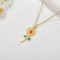 Origsoul 925 sunflower pendant for women in gold with colorful enamel details on a delicate chain