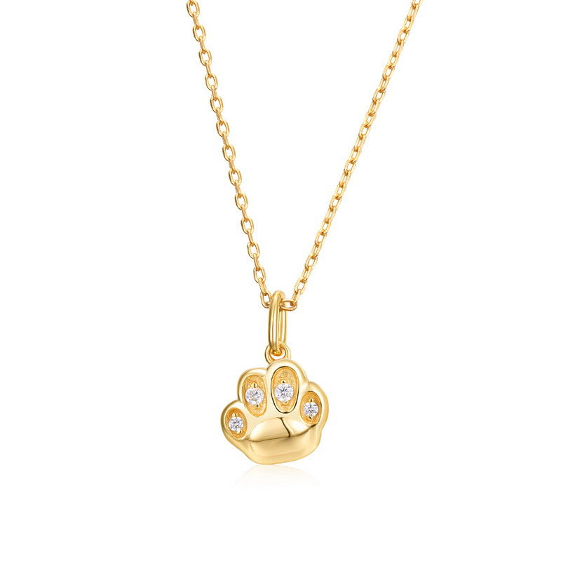 Cat Pendant Necklace in 925 sterling silver, worn on the collarbone — Origsoul