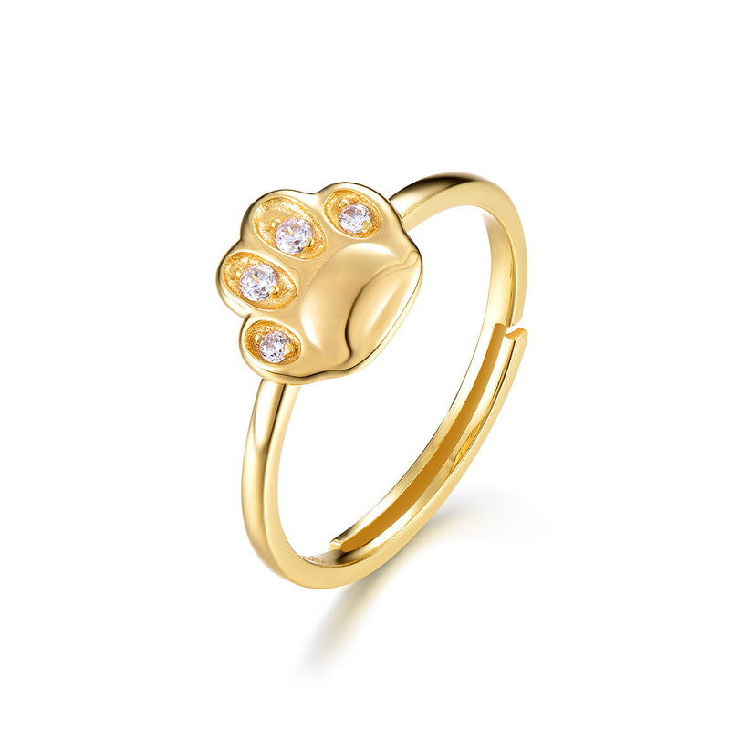 Cat Ring in 925 sterling silver, on a hand — Origsoul