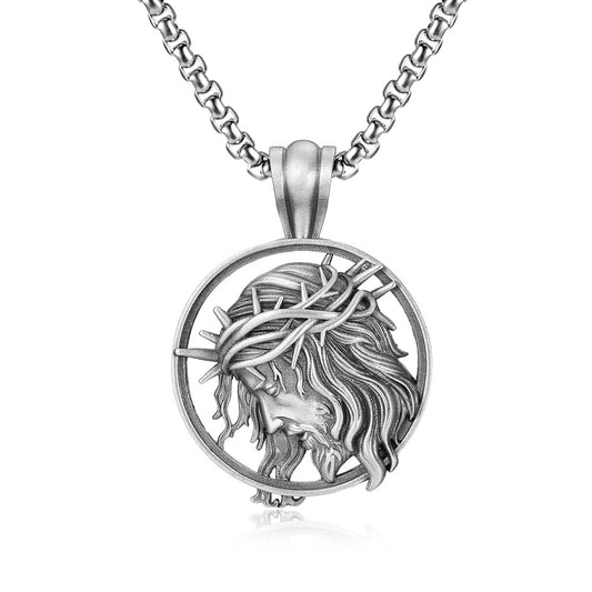 Jesus with Crown of Thorns Necklace