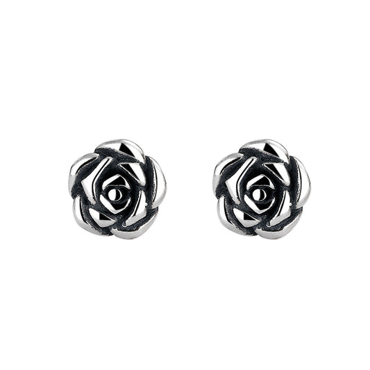 The primary June birth flower rose flower earrings