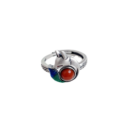 Red enamel fox ring