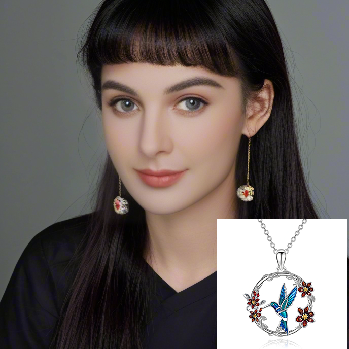 Origsoul Green Hummingbird Pendant Necklace with Zircon