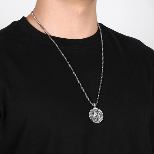 Origsoul Anubis pendant necklace worn on a silver chain with detailed animal jewelry design